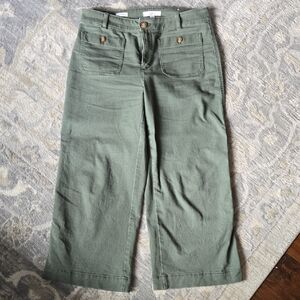 LOFT Olive Green Palmer Wide-Leg Trousers Pants Jeans Size 8P